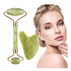 GENERICO - Masajeador Facial Rodillo de Jade Natural Gua Sha