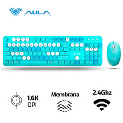 AULA - Combo Ac306 Ingles Inalámbrico TECLADO + MOUSE AZUL