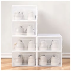 GENERICO - Set 10 Cajas Organizador de Zapatos reforzado con doble tapa - Blanco - M