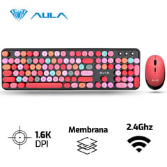 AULA - Combo AC306 Ingles Inalámbrico TECLADO + MOUSE Rojo