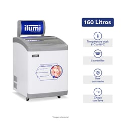 ILUMI - Congelador dual Tapa Vidrio de 160 LTS