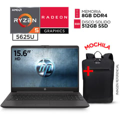 Laptop Amd Ryzen 5 5625U RAM 8GB SSD 512GB Pantalla 15.6” HD + MOCHILA GRATIS