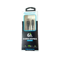 ROMAX - Cable Cargador tipo USB a V8 Carga rápida 1.2 M Negro