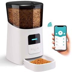 VARIOS - Comedor Automático para Perros y Gatos 6L WiFi Blanco feeder