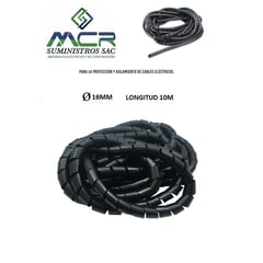 GENERICO - ESPIRAL PROTECTOR DE CABLE 16MM CON 10M DE LARGO NEGRO