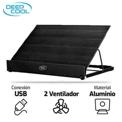 DEEPCOOL - Cooler Para Laptop N9 EX 2 Ventiladores ALUMINIO NEGRO