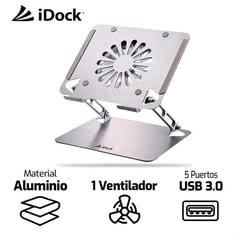 IDOCK - Cooler Para Laptop GALAXY I60 3.0 1 Ventilador Aluminio