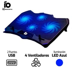 IO ESPORTS - Cooler Para Laptop ARCTIC 4 Ventiladores Azul