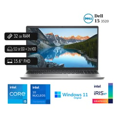 Laptop 15 3520 Intel Core I5 12va Gen 32GB RAM 512GB SSD +1TB HDD 15 FHD