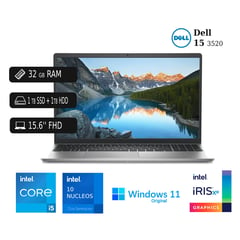 DELL - Laptop 15 3520 Intel Core I5 12va Gen 32GB RAM 1TB SSD + 1TB HDD 15 FHD