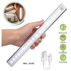 GENERICO - Barra de Luz Led Recargable con Sensor Movimiento de 30cm con USB