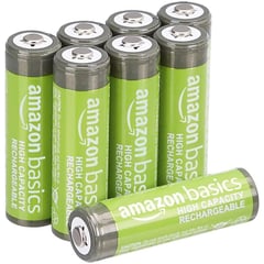AMAZON BASICS - Paquete de 8 baterías recargables AA NiMH de alta capacidad, 2400 mAh