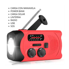 SHEEPBUSTER - Linterna Multiuso con Radio Carga Celular Luz Led Batería 2000mAh Roja