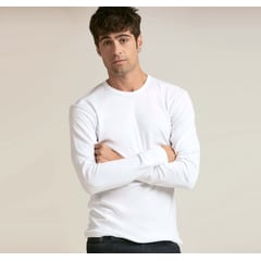 GENERICO - Polo Camiseta Calentador térmico para Hombre Blanco Micro Polar