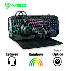 VSG - Kit 4 En 1 CRUX Teclado + Mouse + Audifono + Pad M