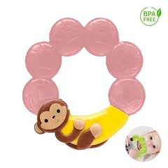 GENERICO - Mordedor Circular Enfriable de Gel Monito Rosado para Bebe