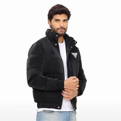 OEM - Casaca Puffer Juvenil de Plumón para Hombre Color Negro