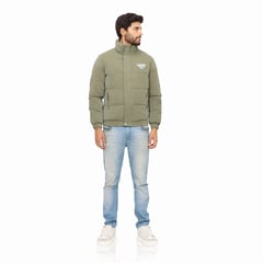 OEM - Casaca Puffer Juvenil de Plumón para Hombre Color Cemento