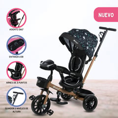 EBABY - Triciclo Guiador con Bluetooth para Niños «ROY» Black