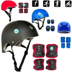 GENERICO - Casco de Protección con Rodilleras y Canilleras ROJO