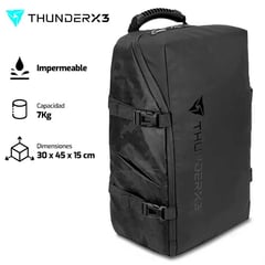 THUNDERX3 - Mochila B15 15.6" 7 kg Impermeable Resistente Camuflaje