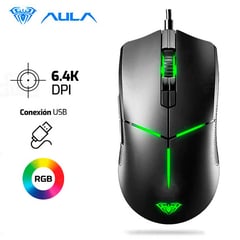 AULA - Mouse F820 6,400 DPI RGB Negro