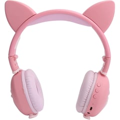 GENERICO - AUDIFONOS BLUETOOTH GATITO INALAMBRICOS LUCES RBG ROSADO