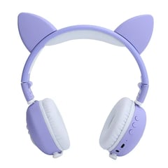 GENERICO - AUDIFONOS BLUETOOTH GATITO INALAMBRICOS LUCES RBG MORADO