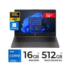 HP - Laptop 240 G10/ CoreI7-1355U, 10 Núcleos/ 1.7 - 5.0 GHz/ 14'' HD/ 16GB DDR4/ 512GB SSD/ Win11 PRO