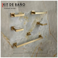 GENERICO - Kits de Baño 6 Piezas Acero Inoxidable Dorado