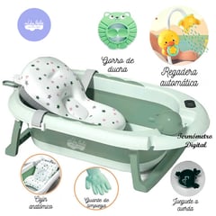 STOKKER BABY - Bañera Piscis de bebé con termómetro digital Verde