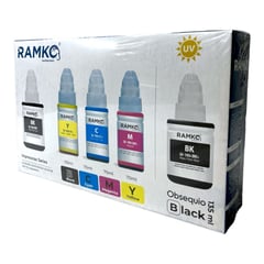 RAMKO - PACK X4 TINTA COMPATIBLE CANON GI-190 + 1 NEGRO DE REGALO