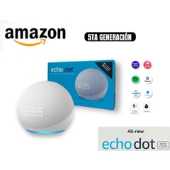 AMAZON - Echo Dot Clock 5ta Gen Asistente Virtual Alexa - Blanco Glaciar