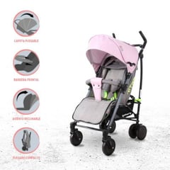 BABYGO - Coche Bastón Deportivo para Bebé «NITRO» Pink Gray