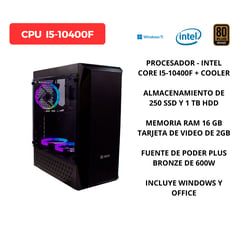 Pc De Escritorio Intel Core I5-10400f Con16 Gb De Ram Y 1 Tb Hdd + 256 Ssd