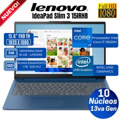 LENOVO - Laptop IdeaPad Slim 3 15IRH8 15.6" FHD TN, Core i7-13620H, Ram 16GB, Ssd 1 TB, Free Dos