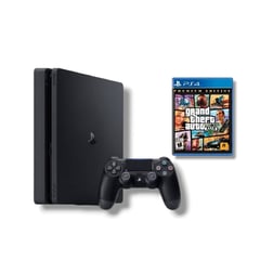 SONY - Consola PS4 Slim 1TB Negro +GTAV Reacondicionada