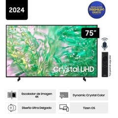 SAMSUNG - Televisor Samsung LED Smart TV 75 Crystal UHD 4K- UN75DU8000GXPE - Nuevo 2024