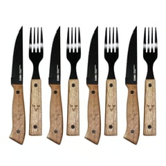 WAYU - Set Cuchillos y Tenedores Acero Inoxidable 8 Piezas para Parrilla