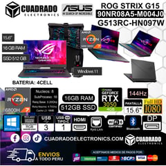 ASUS - Laptop ASUS ROG Strix G15 Ryzen 7-6800H 16GB 512GB 15.6´´FHD 144Hz RTX 3050 4GB