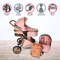 VOYAGE - Coche Travel System para Bebés «MADRID 4 EN 1» Pink