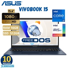 Laptop Vivobook X1504Va-Bq792 Core I7 15.6"Fhd, Ram 16Gb, Ssd 512Gb, Free Dos