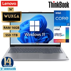 LENOVO - Laptop Thinkbook 16 G6 Irl Core I7-13700H, 16" Wuxga, Ram 16Gb, Ssd 1Tb, Windows 11