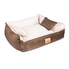 GENERICO - CAMA PARA PERRO TALLA XL - MARRÓN CON CREMA - HIPOALERGÉNICA