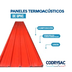 CODRYSAC - Techo termoacústico UPVC 1.07 x 6m x 1.5mm Rojo