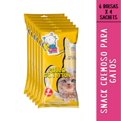 KUSICAT - Snack cremoso para gatos. Six Pack Pollo con atún. 6 bolsas