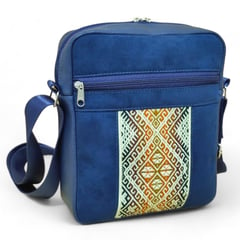 SIRAY KINTI - Morral mediano color azul con diseño inspirado en telares andinos