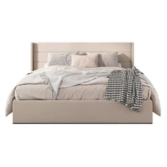 GENERICO - Cama Tapizada Listón Venus Beige 2 Plazas