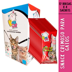 KUSICAT - Snack cremoso para gatos Caja X12 bolsas Atún con camarón