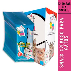 KUSICAT - Snack para gatos. Caja x12 bolsas. Salmón con camarón